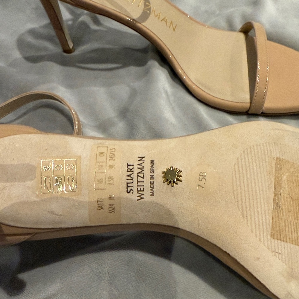 Stuart Weitzman Nudistcurve 75 Sandal 7.5 B US  In Patent Leather Adobe - Picture 4 of 5